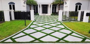 concrete and grass driveway