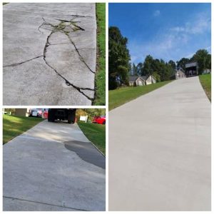 concrete driveway before and after