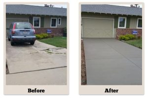 concrete driveway repair before and after