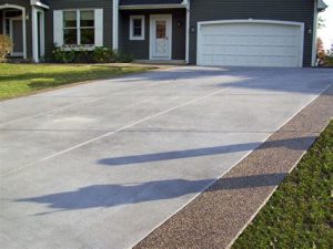 grey modern concrete driveway